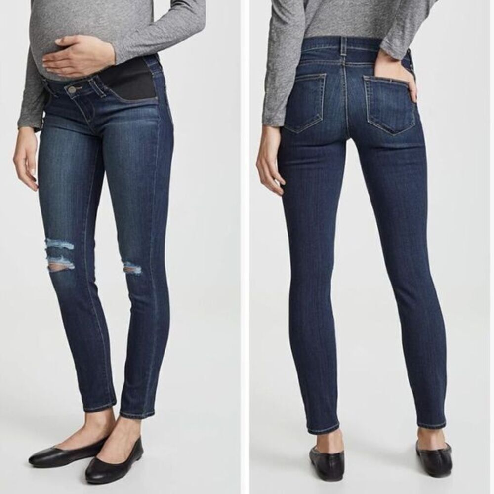 NEW PAIGE Women's Maternity Verdugo Ankle Nia Destructed Skinny Jeans, 29